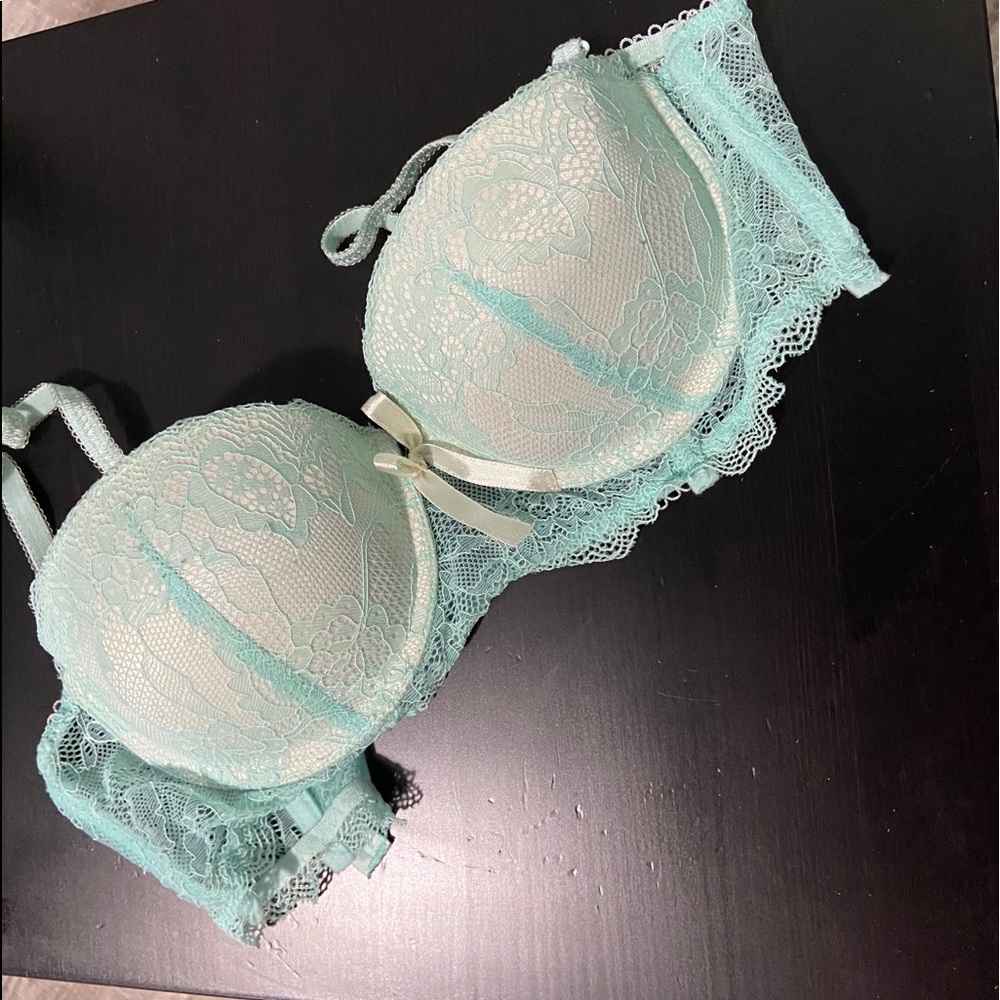 Mint green lace bra